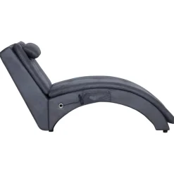 vidaXL Massage chaise longue met kussen kunstsuède grijs