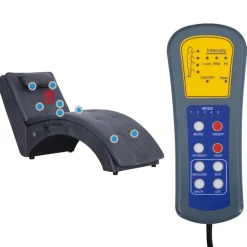 vidaXL Massage chaise longue met kussen kunstsuède grijs