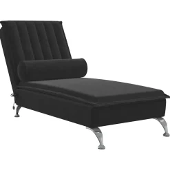 vidaXL Massage chaise longue met bolster fluweel zwart