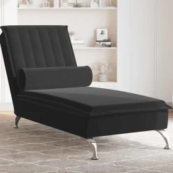vidaXL Massage chaise longue met bolster fluweel zwart