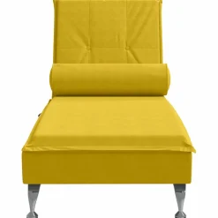 vidaXL Massage chaise longue met bolster fluweel geel