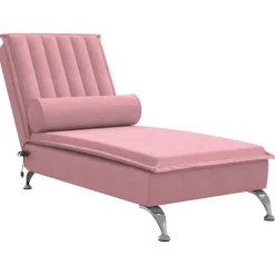 vidaXL Massage chaise longue met bolster fluweel roze
