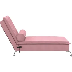 vidaXL Massage chaise longue met bolster fluweel roze