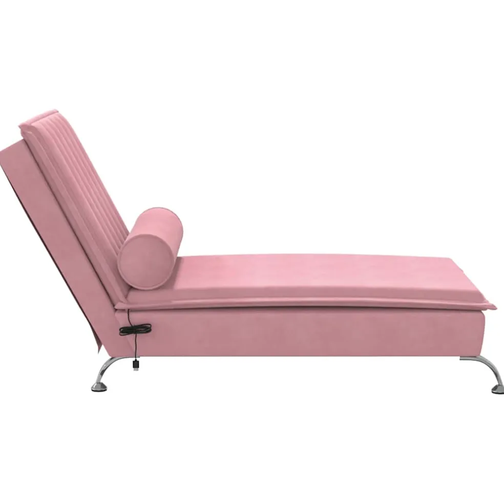 vidaXL Massage chaise longue met bolster fluweel roze