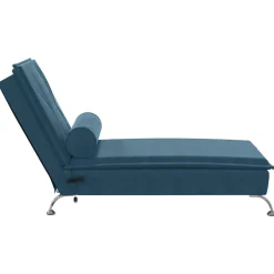 vidaXL Massage chaise longue met bolster fluweel blauw