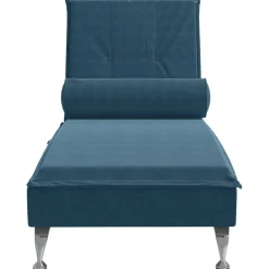 vidaXL Massage chaise longue met bolster fluweel blauw
