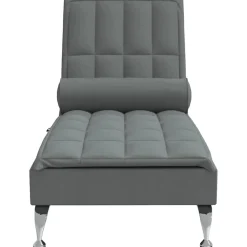 vidaXL Massage chaise longue met bolster stof donkergrijs