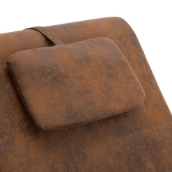 vidaXL Massage chaise longue met kussen kunstsuède bruin