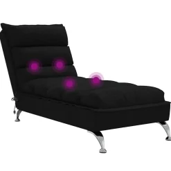 vidaXL Massage chaise longue met kussens stof zwart