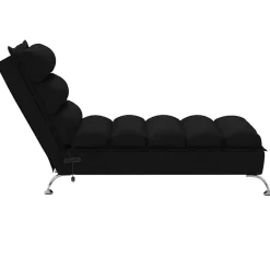 vidaXL Massage chaise longue met kussens stof zwart