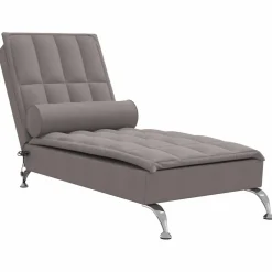 vidaXL Massage chaise longue met bolster stof taupe