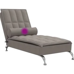 vidaXL Massage chaise longue met bolster stof taupe