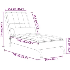 vidaXL Massage chaise longue met bolster stof taupe