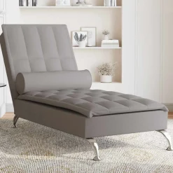 vidaXL Massage chaise longue met bolster stof taupe