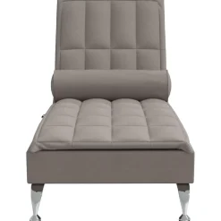 vidaXL Massage chaise longue met bolster stof taupe