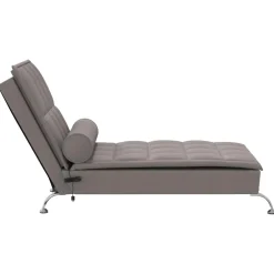 vidaXL Massage chaise longue met bolster stof taupe