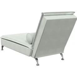 vidaXL Massage chaise longue met bolster fluweel lichtgrijs