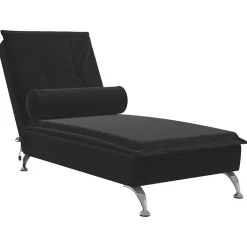vidaXL Massage chaise longue met bolster fluweel zwart