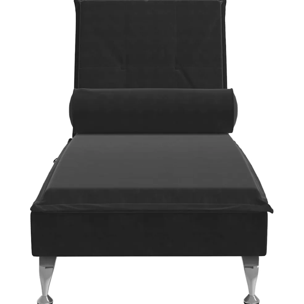 vidaXL Massage chaise longue met bolster fluweel zwart