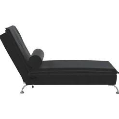 vidaXL Massage chaise longue met bolster fluweel zwart