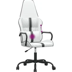 vidaXL Massage gamestoel kunstleer zwart en wit