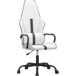 vidaXL Massage gamestoel kunstleer zwart en wit