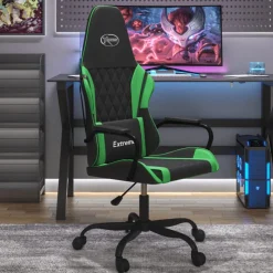 vidaXL Massage gamestoel kunstleer zwart en groen