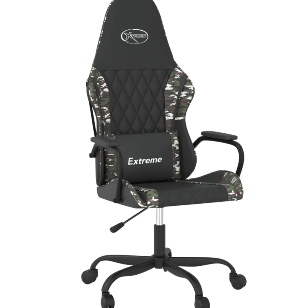 vidaXL Massage gamestoel kunstleer zwart en camouflage
