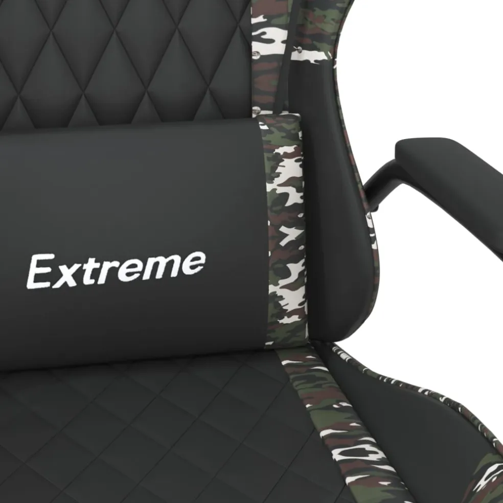 vidaXL Massage gamestoel kunstleer zwart en camouflage