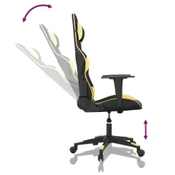 vidaXL Massage gamestoel kunstleer zwart en goudkleurig