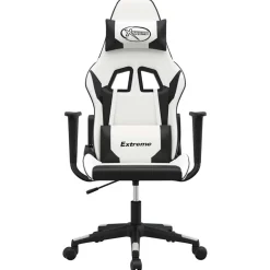 vidaXL Massage gamestoel kunstleer wit en zwart