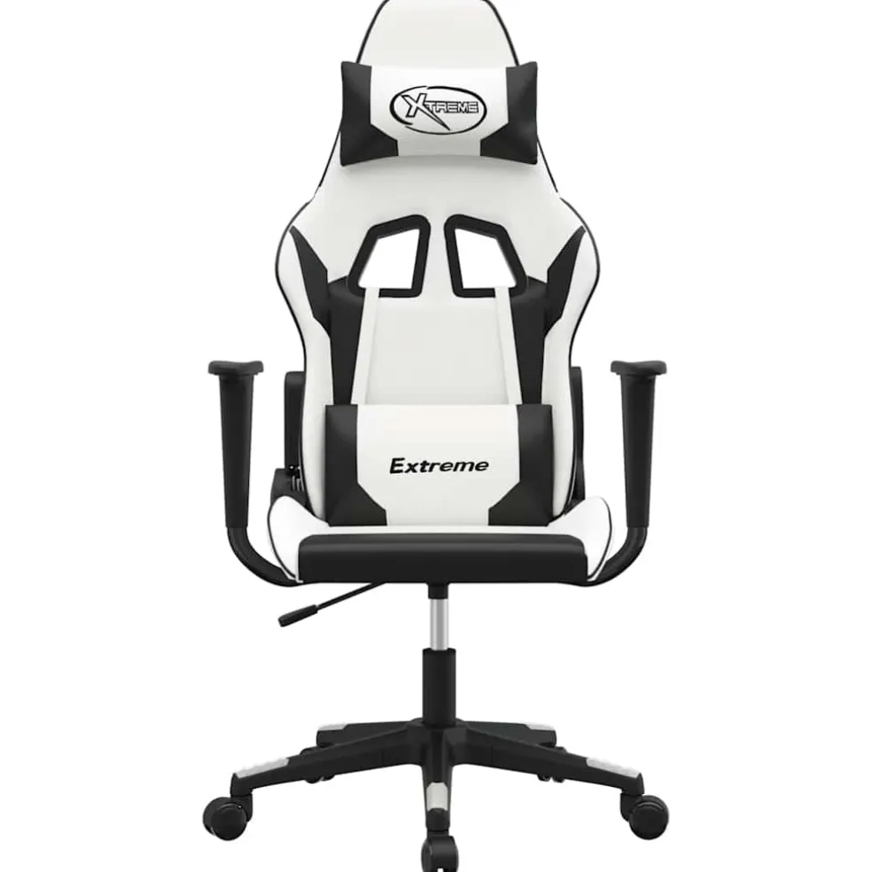 vidaXL Massage gamestoel kunstleer wit en zwart
