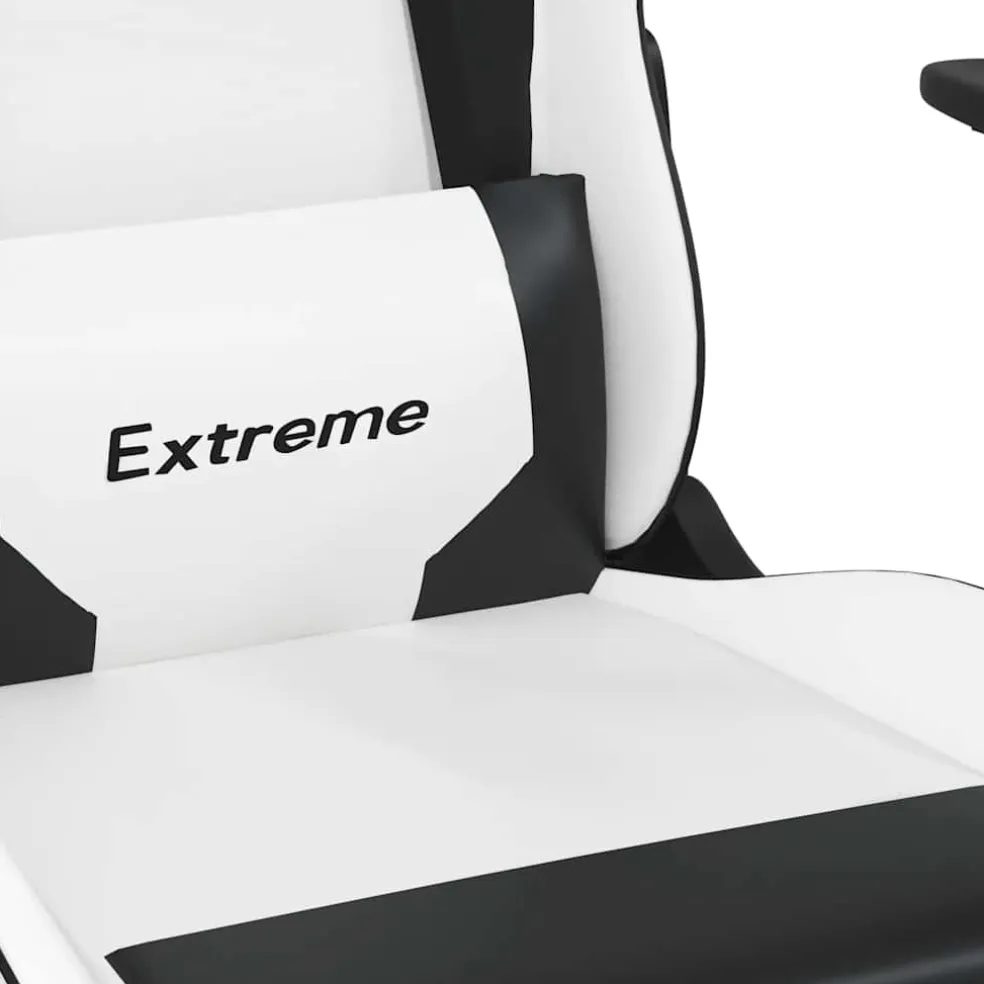 vidaXL Massage gamestoel kunstleer wit en zwart