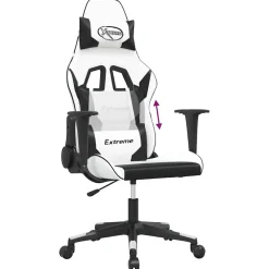 vidaXL Massage gamestoel kunstleer wit en zwart