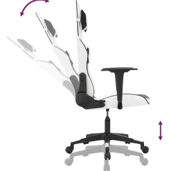 vidaXL Massage gamestoel kunstleer wit en zwart