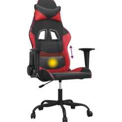 vidaXL Massage gamestoel kunstleer zwart en rood