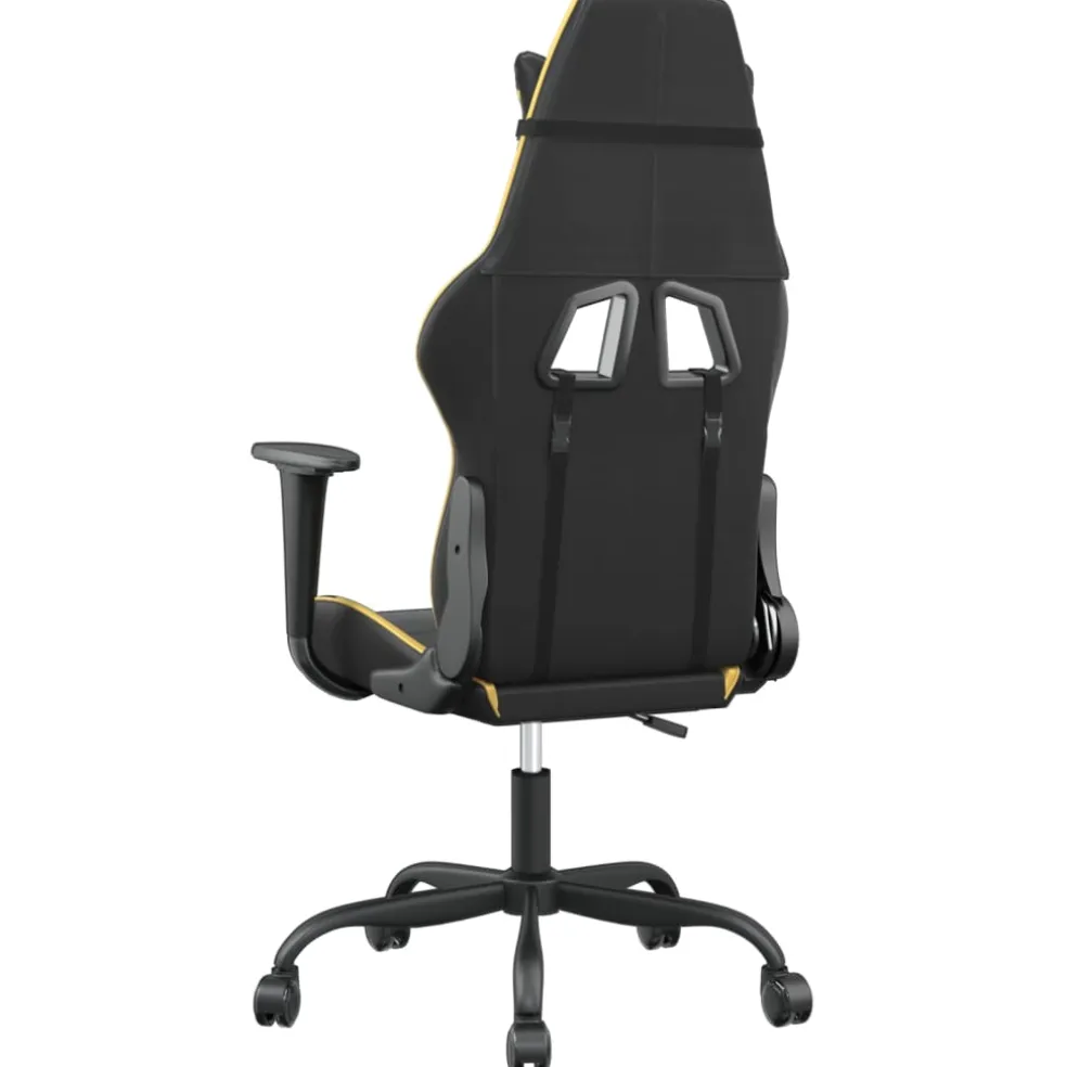 vidaXL Massage gamestoel kunstleer zwart en goudkleurig
