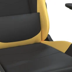 vidaXL Massage gamestoel kunstleer zwart en goudkleurig