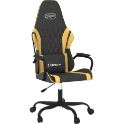 vidaXL Massage gamestoel kunstleer zwart en goudkleurig