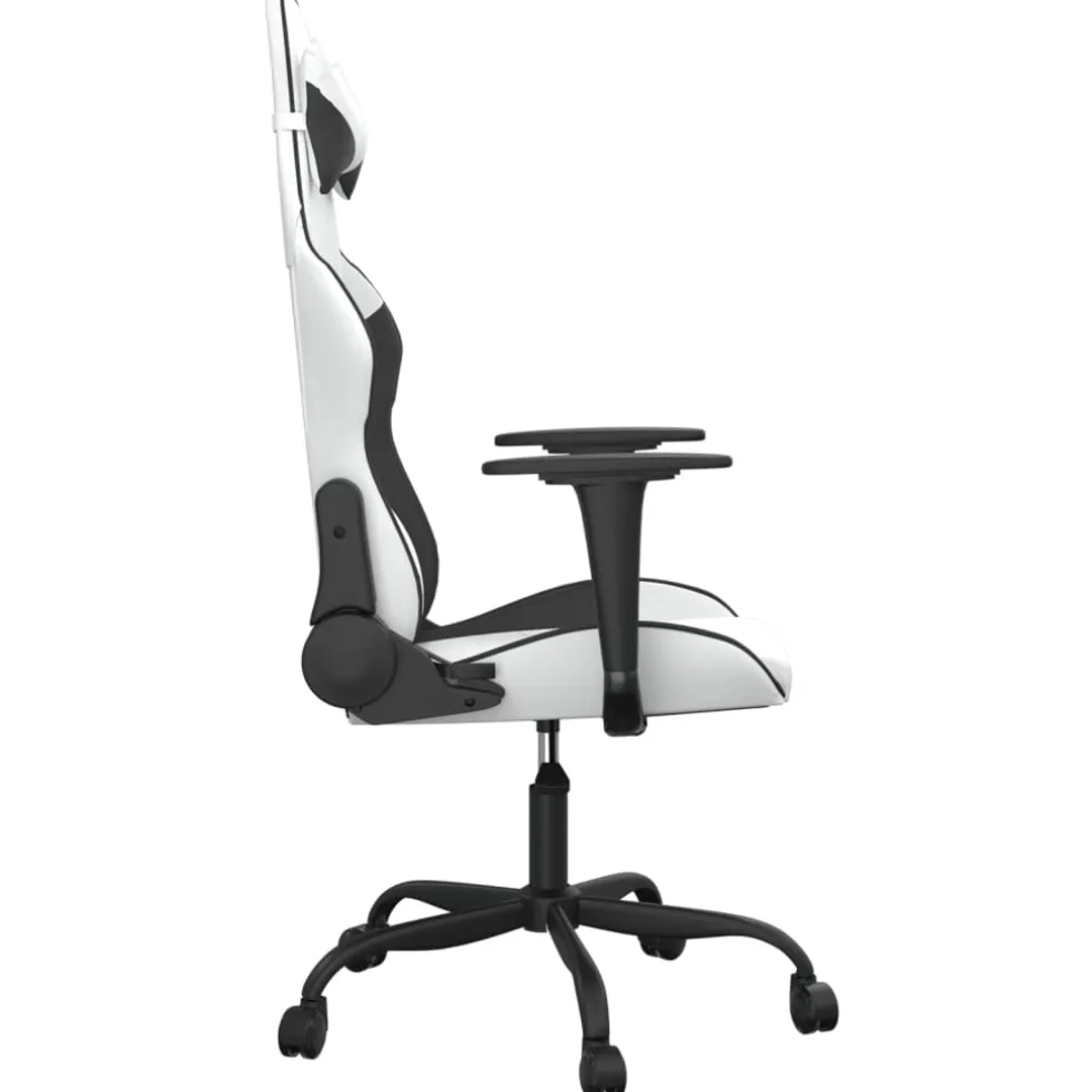 vidaXL Massage gamestoel kunstleer wit en zwart