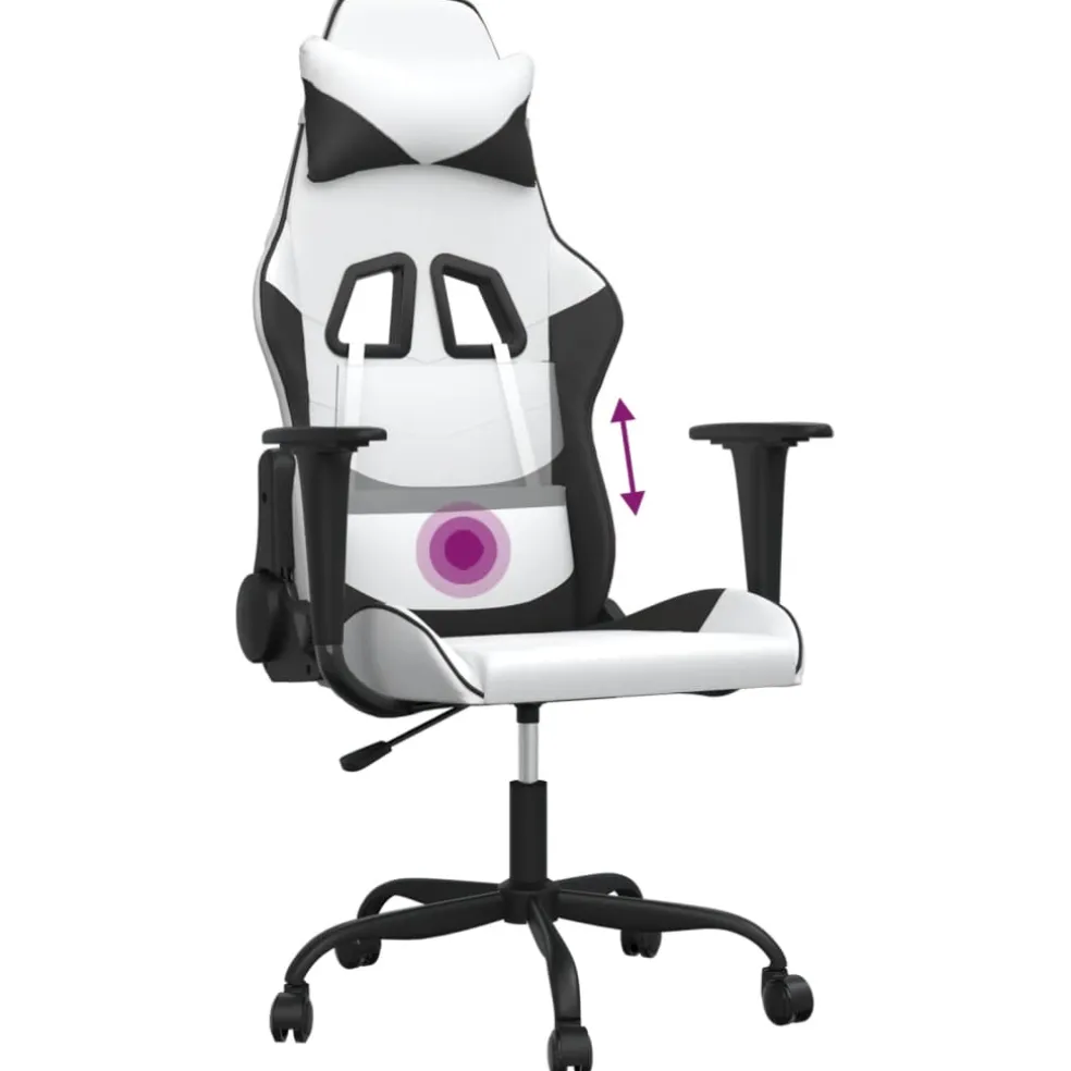 vidaXL Massage gamestoel kunstleer wit en zwart