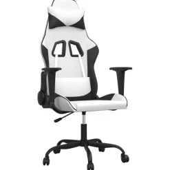 vidaXL Massage gamestoel kunstleer wit en zwart