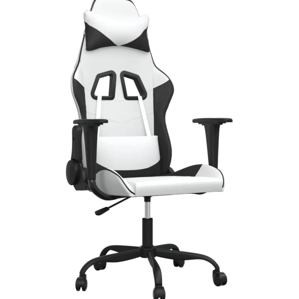 vidaXL Massage gamestoel kunstleer wit en zwart