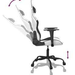vidaXL Massage gamestoel kunstleer wit en zwart