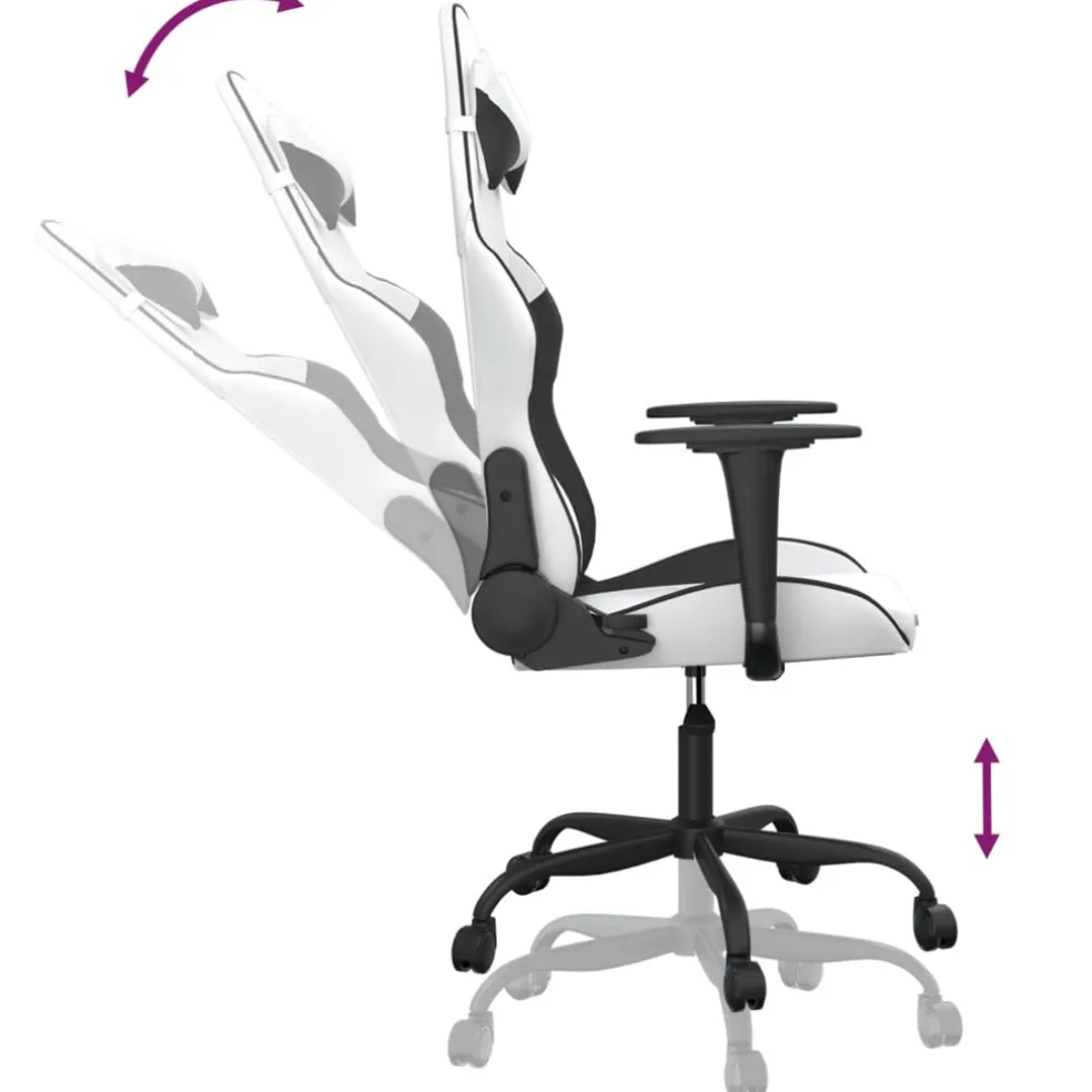 vidaXL Massage gamestoel kunstleer wit en zwart