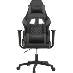 vidaXL Massage gamestoel kunstleer zwart en grijs
