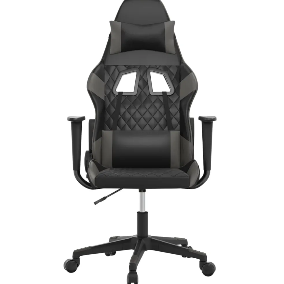 vidaXL Massage gamestoel kunstleer zwart en grijs