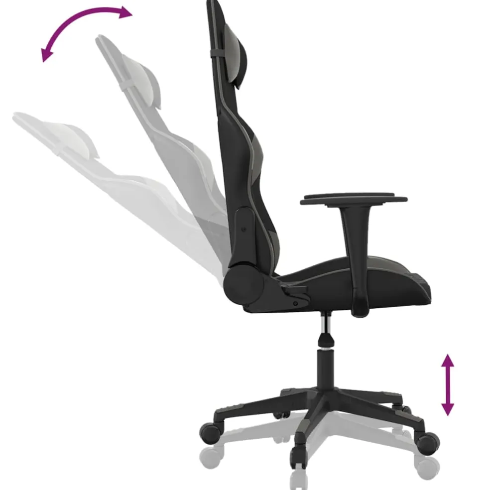 vidaXL Massage gamestoel kunstleer zwart en grijs