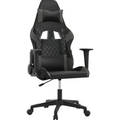 vidaXL Massage gamestoel kunstleer zwart en grijs