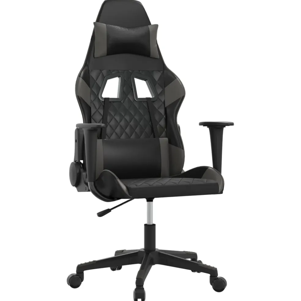 vidaXL Massage gamestoel kunstleer zwart en grijs